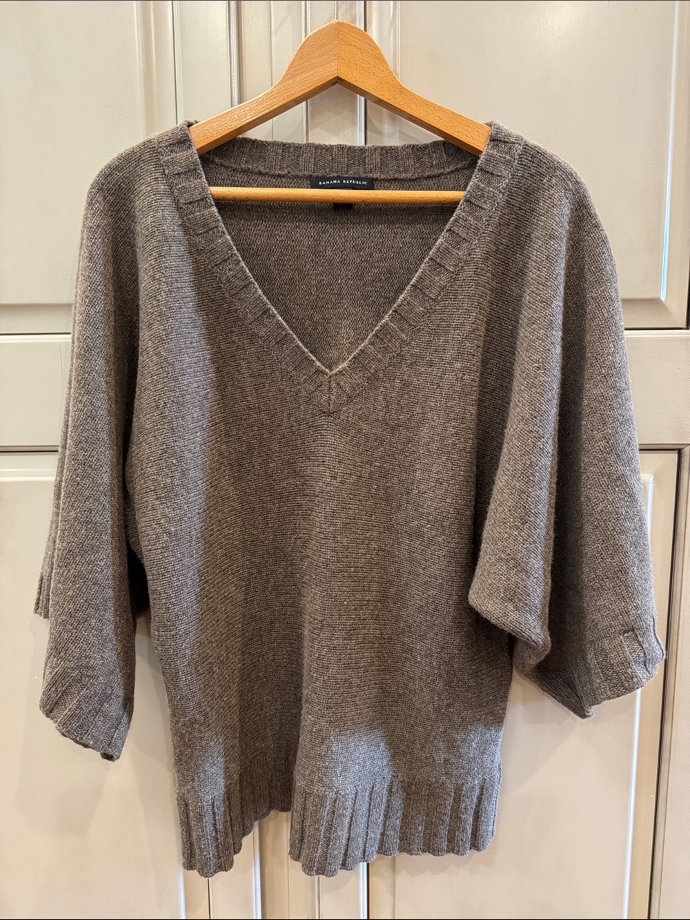 Banana Republic Taupe V-Neck Knit Sweater
